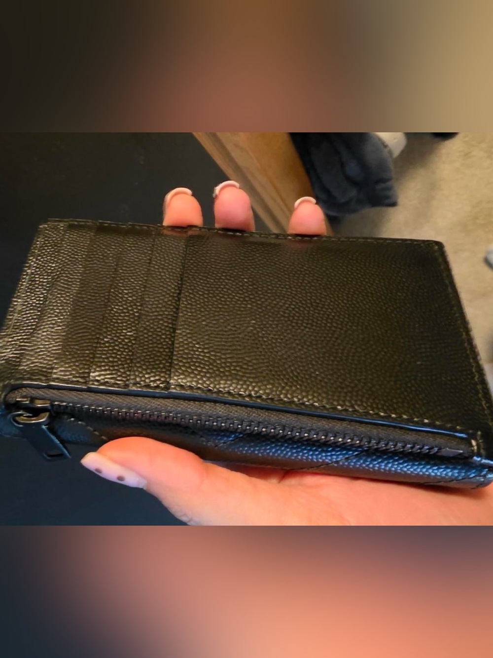 Yves Saint Laurent Black Quilted Envelope Wallet with YSL Logo - Picture 4 of 5